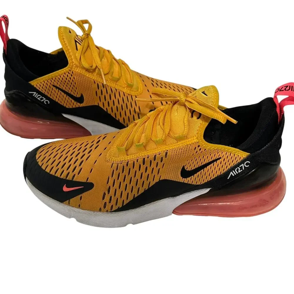 Nike Air Max 270 Tiger Uni Gold Black Hot Punch Sneakers Men's (8.5) AH8050-004